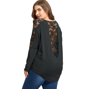 Camisola blusa larga con encaje espalda talla grande